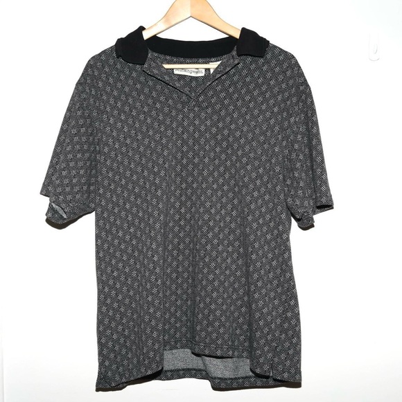Men's Black Patterned Polo Shirt - Picture 2 of 5